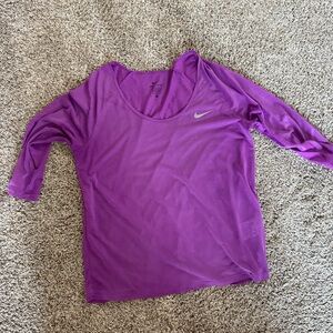 Nike Women's 3/4 Sleeve Sheer Purple Tee